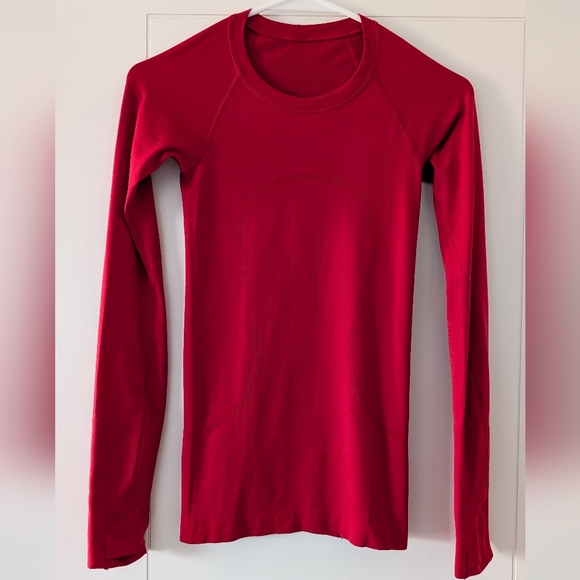 Lululemon Swiftly Tech Long Sleeve Shirt Hip Length, Dark Red, Size 0 - Picture 3 of 6